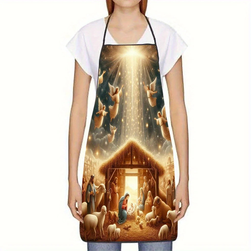 A Graceful Christmas Winter Atmosphere Apron Cooking Apron, Ideal for Kitchen, Restaurant, Party, Suitable for Men and Women