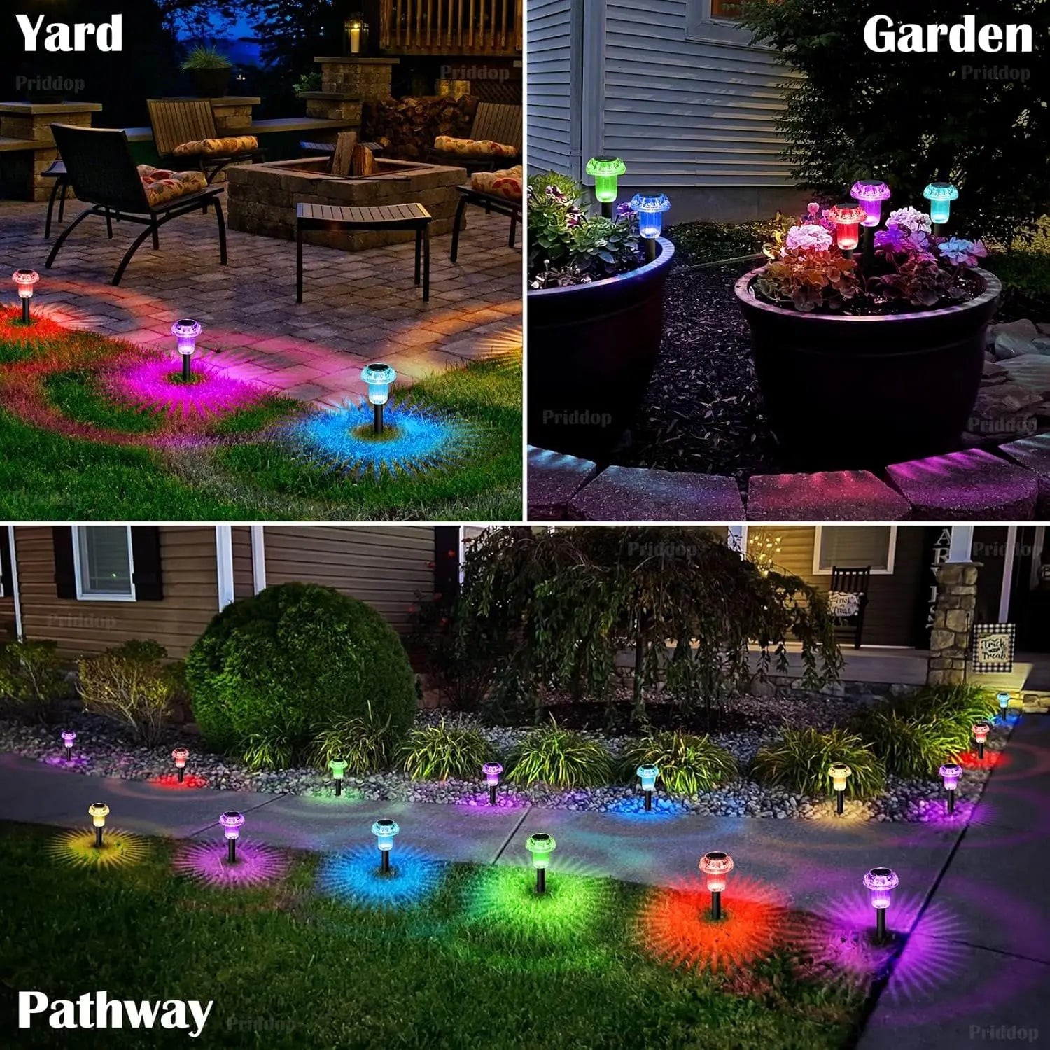 4pcs LED Solar Outdoor Pathway Lights Mushroom Solar Path Walkway Lighting Waterproof For Landscape Yard Lawn Garden Decorative