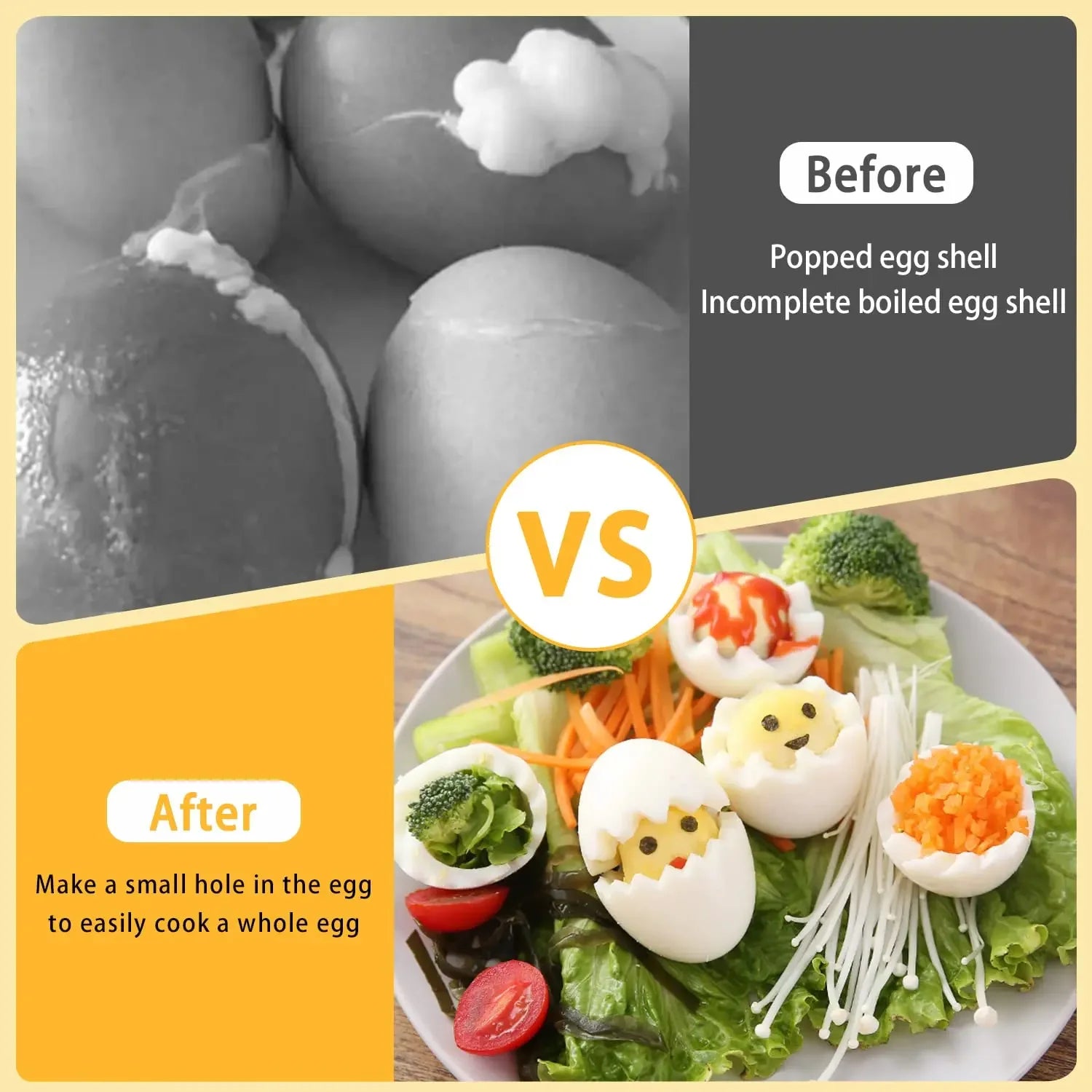 Egg Hole Puncher Stainless Steel Needle Egg Piercer for Preventing Egg Cracking During Boiling Kitchen Baking Accessory