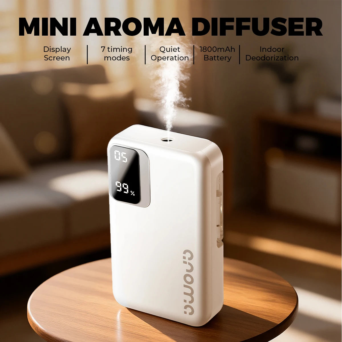 Smart Automatic Essential Oil Diffuser, Wall-Mounted Humidifier for Bathroom and Office, Compact Design,Atomization Working Mode