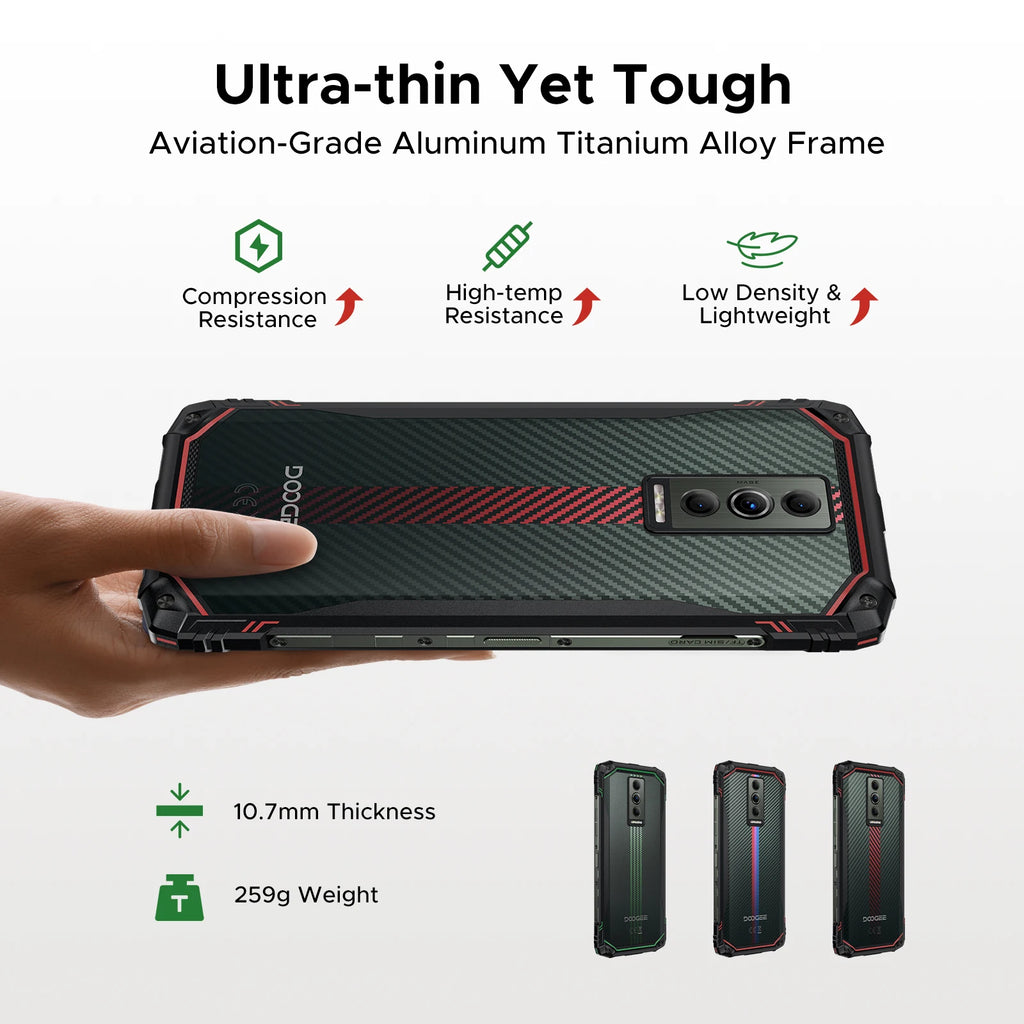 DOOGEE Blade10 Energy Rugged Phone Ultra-thin 6.5'' Screen 6150mAh Battery 24GB RAM(4GB+20GB) 128GB ROM Android 15 Smartphone