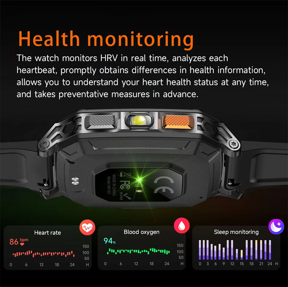 Upgrade 1400 mAh Battery Military Grade Smart Watch Men IP68 Waterproof 100+ Sports Modes Bluetooth Call AMOLED HD Smartwatches