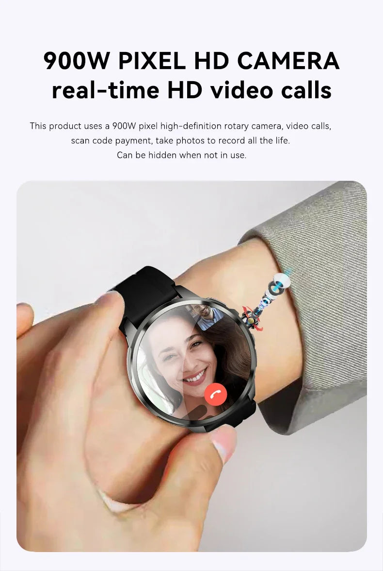16GB+256GB RAM 4G Smart Watch 1.95 inch AMOLED 2100mah Battery 900W Camera GPS WIFI Google APPS Download Smartwatch Android 9.0