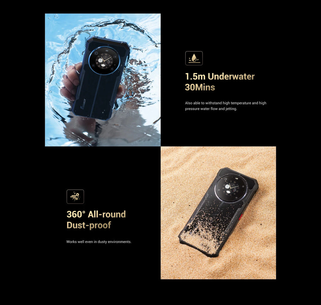Fossibot F109 Smartphone 8GB 256GB 5G Rugged Phone 10600mAh 6.745" Display 50MP Camra Dual Screen Face Unlock Android 14 NFC