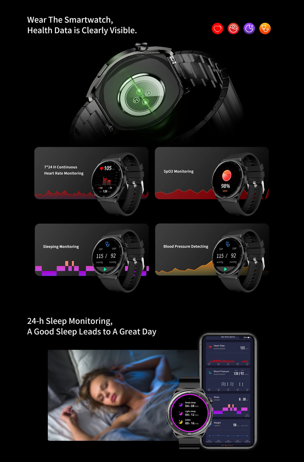 Aurafit Smartwatch NEXA 2/AM05 Bluetooth Chamada, Tela AMOLED 1.43", IP68, Monitor Cardíaco e SpO2, Bateria 300mAh metal de luxo