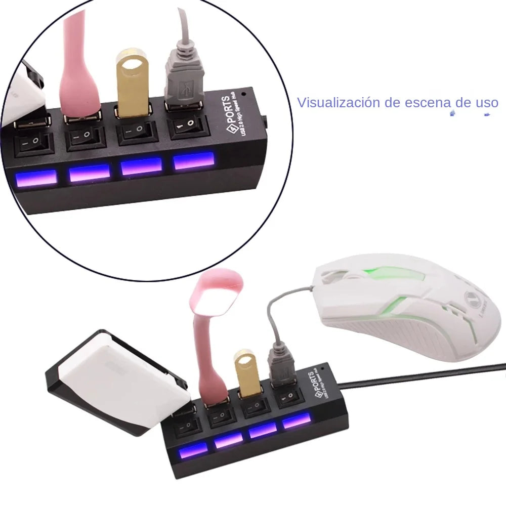 7 Ports USB 2.0 Hub USB Hub Multi USB Splitter Hub Use Power Adapter 4/7 Port Multiple Expander 2.0 USB Hub with Switch for PC