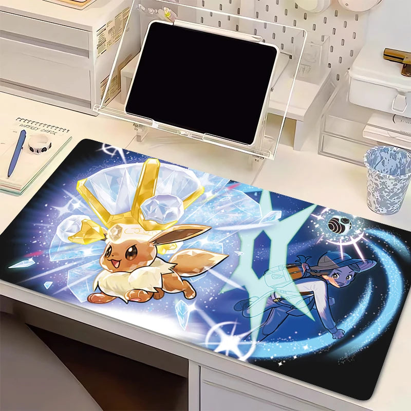 Mouse Pad Computer Kawaii Flower Keyboard Pad P-pokemonS Anime Gaming Accessories Table E-eevee Moon Gamer Desktop Mat Mousepad