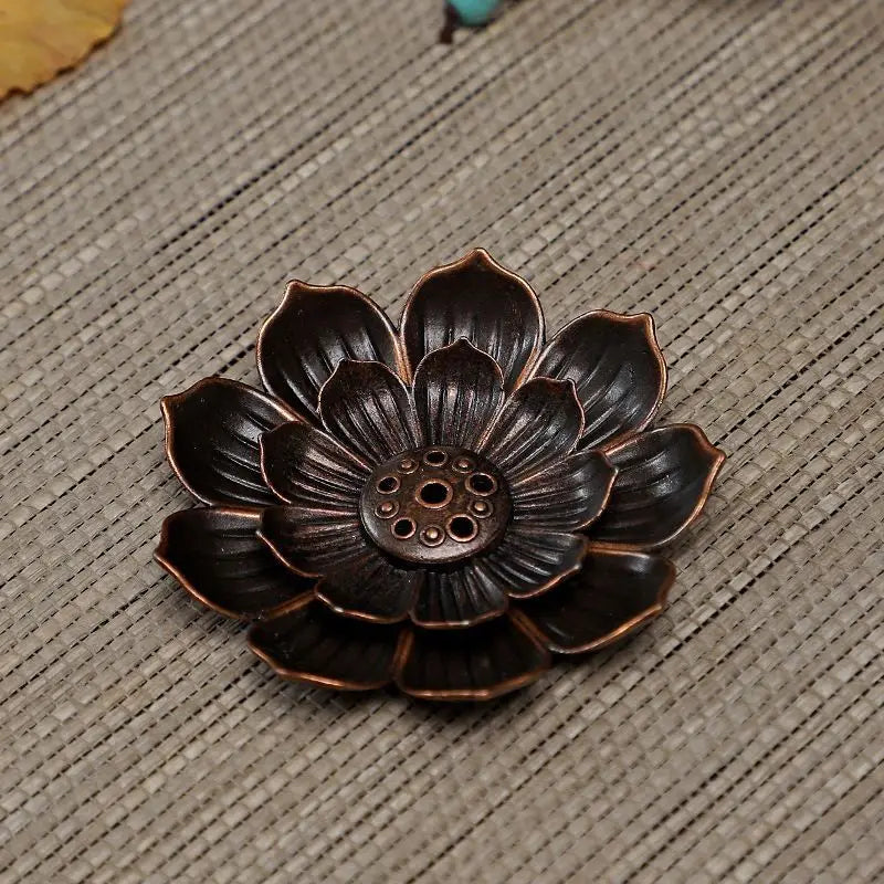 1PC Alloy Incense Burner Stick Holder Plate Buddhism Lotus Censer Bronze Nasturtium Incense Burner