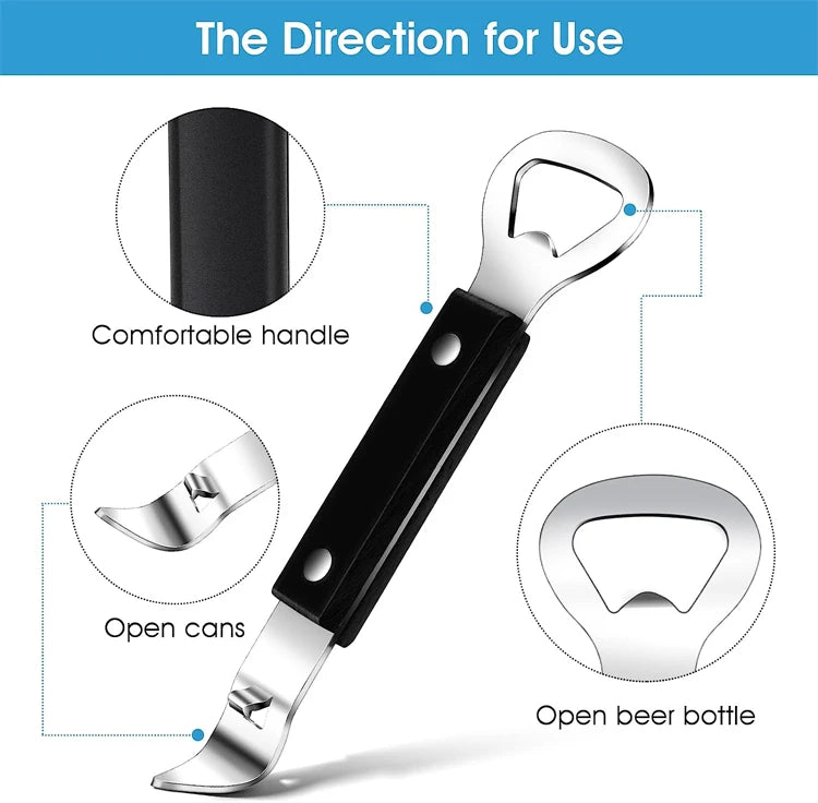LMETJMA Can Punch Bottle Opener Manual Stainless Steel Can Beer Bottle Opener Small Bottle Opener Can Tapper for Camping JT177