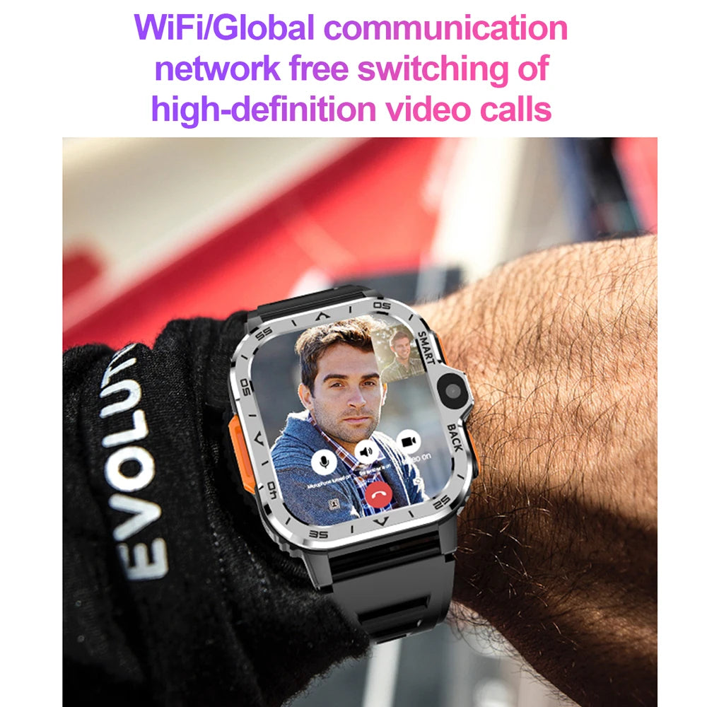 4G Smart Watch Android 8.1 4GB RAM 128G ROM Wifi Dual Camera SIM Card Fitness Tracker Google Play Heart Rate Rugged Smartwatch