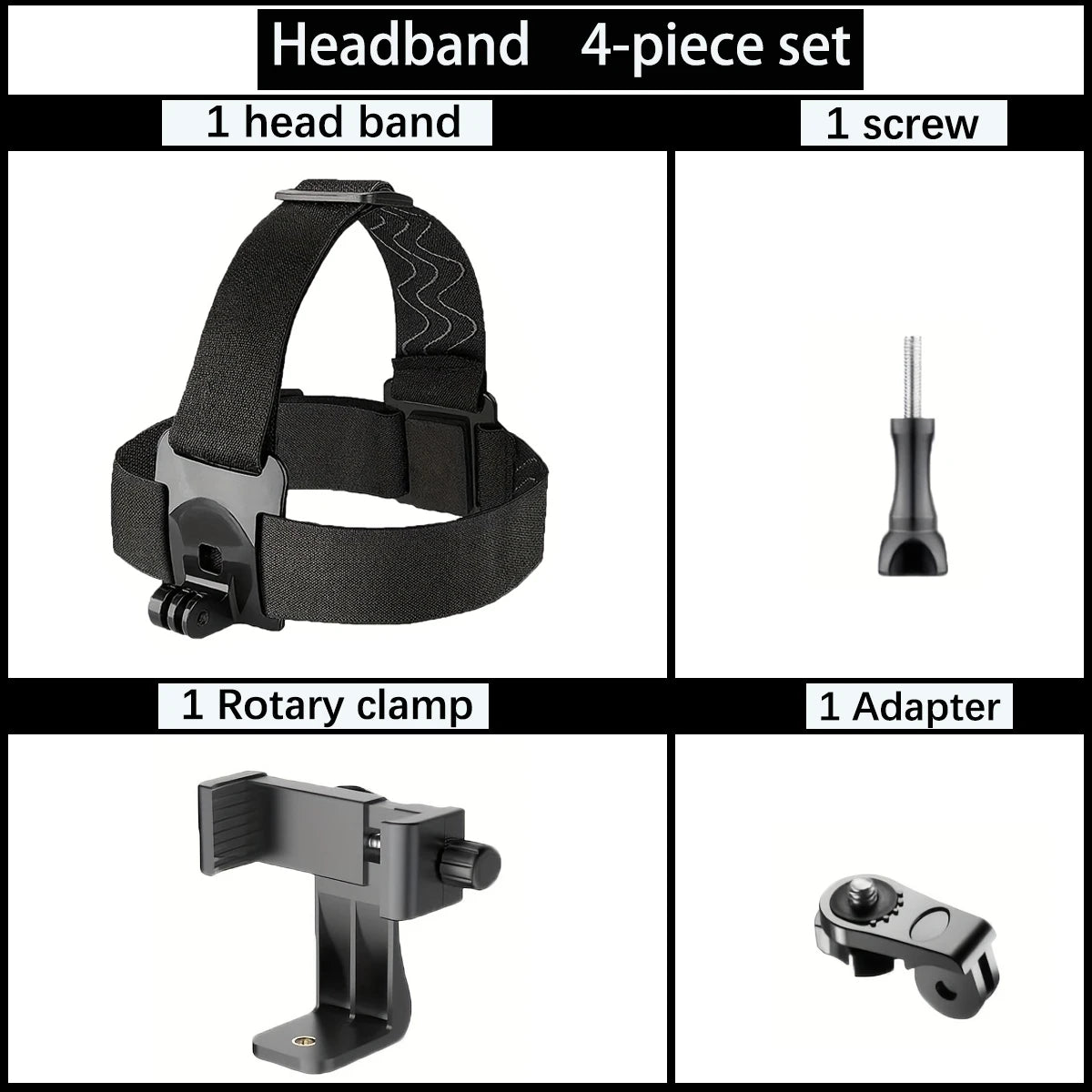 Adjustable Headband And Chest Band Shooting Stand for Mobile Phones And Action Cameras Compatible with GoPro DJI And More