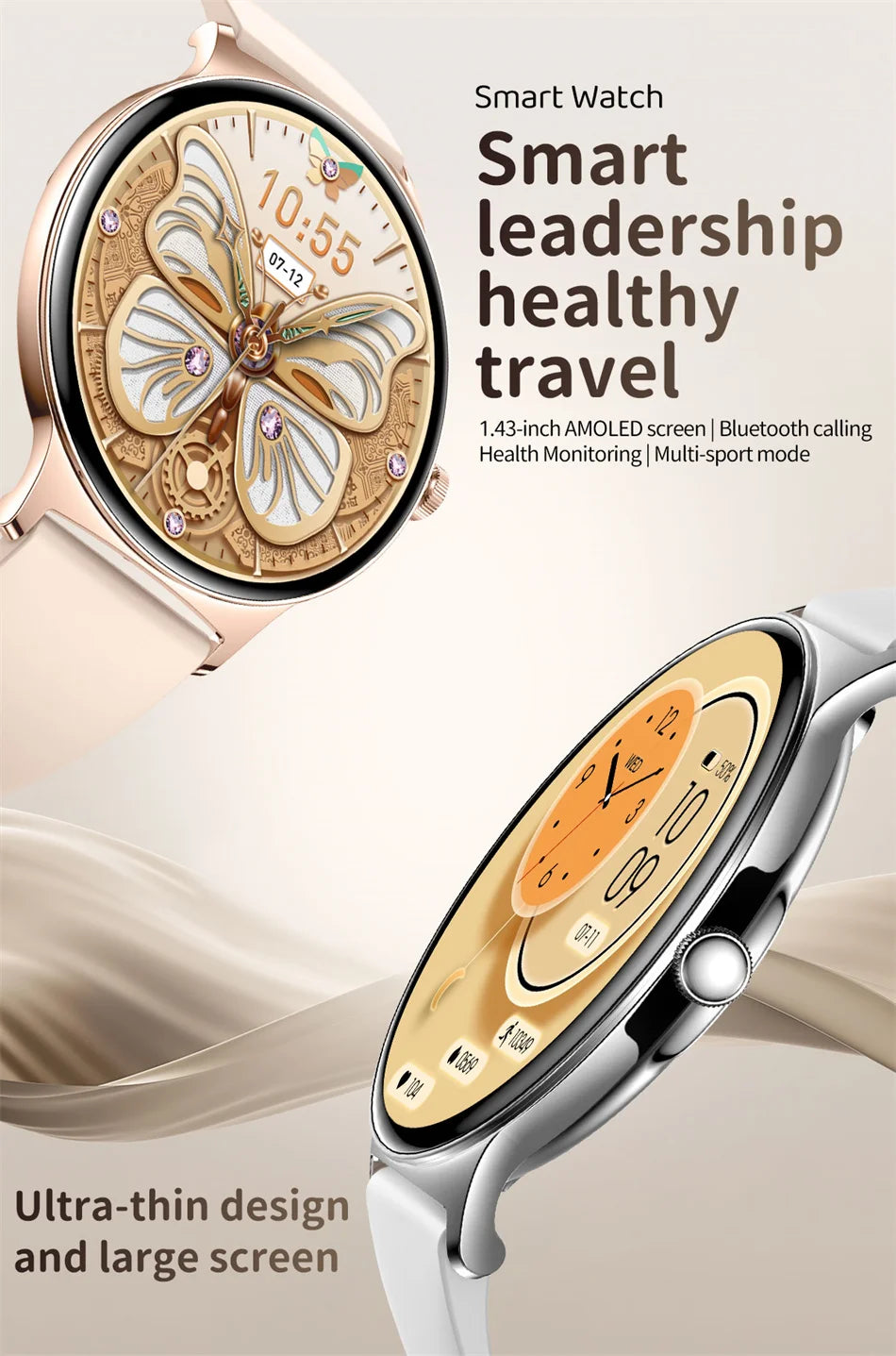 ChiBear Ultra Thin Fashion Smart Watch Women Screen Always Display Time Sports Bracelet Bluetooth Call AMOLED Smartwatch Woman