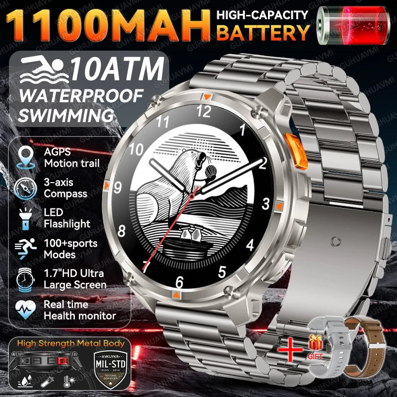 2026 New T-Rex 3 Pro Smart Watch 1100mAh Long Battery Dual-Band GPS 10ATM Waterproof Military Grade Sports Outdoor Smartwatches
