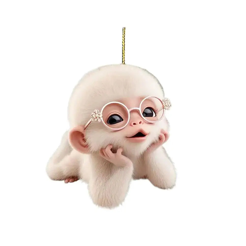 2D Acrylic Monkey Pendant Personalized Decor Pendant Christmas Monkey Pendant Acrylic Ornament For Car Cartoon Xmas Tree Decor