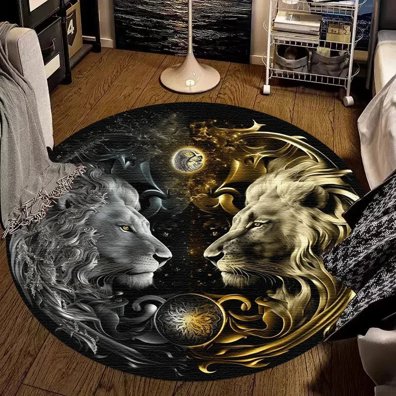 Large Round Carpet Rug Living Room Bedroom Decoration Anti Slip Tree of Life Mat Dragon Lion Tiger Yin Yang Tai Chi Carpet Rugs