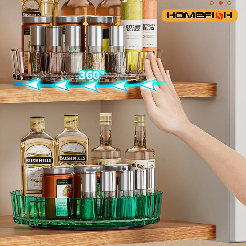 Multi-Purpose Rotating Spice Rack - Efficient Countertop Storage for Kitchen Bathroom