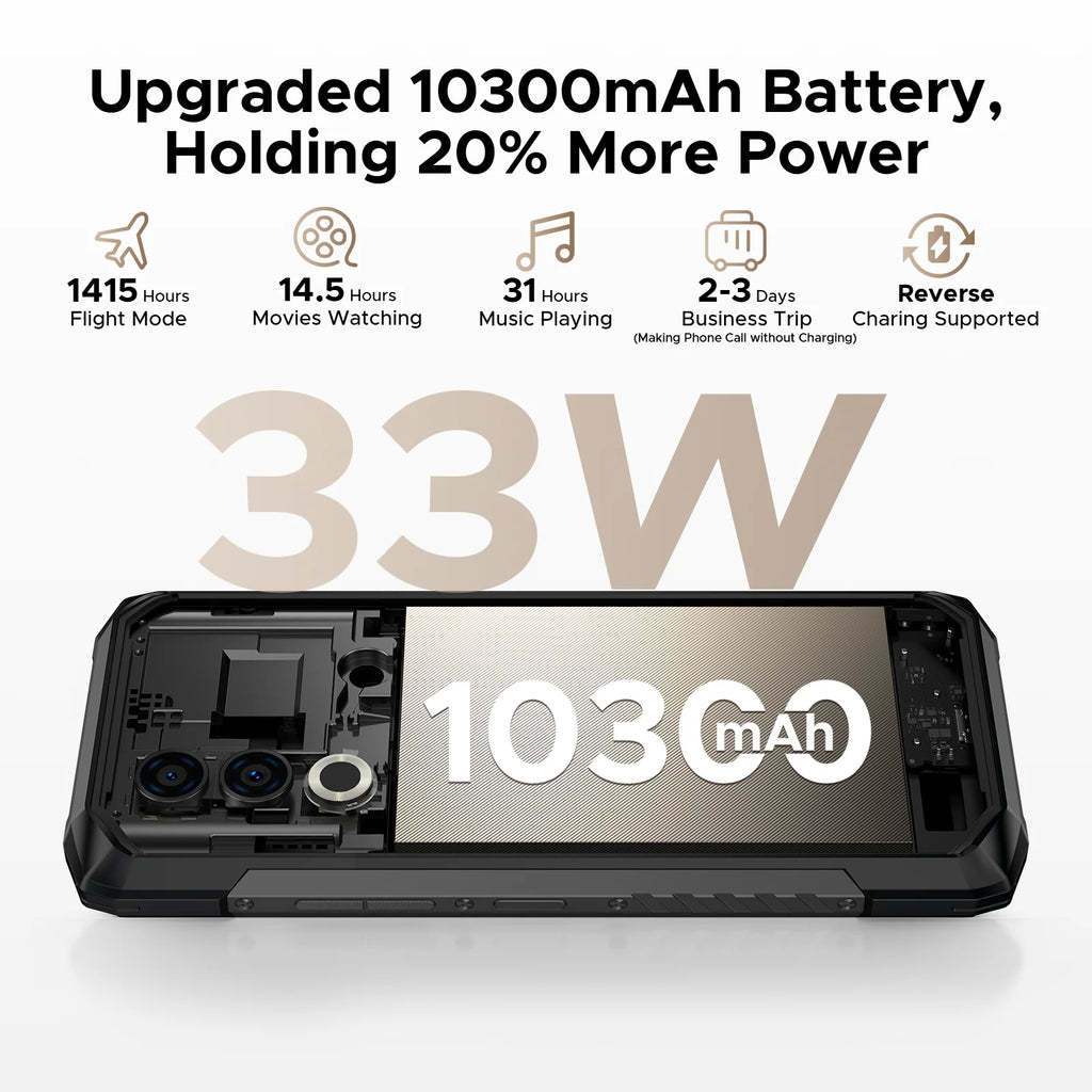 DOOGEE Blade20 Turbo 5G Rugged Phone 6.6" Gemini Al Dimensity 7050 10300mAh 8GB 256GB 50MP Camera Android 15 NFC Mobile Phone