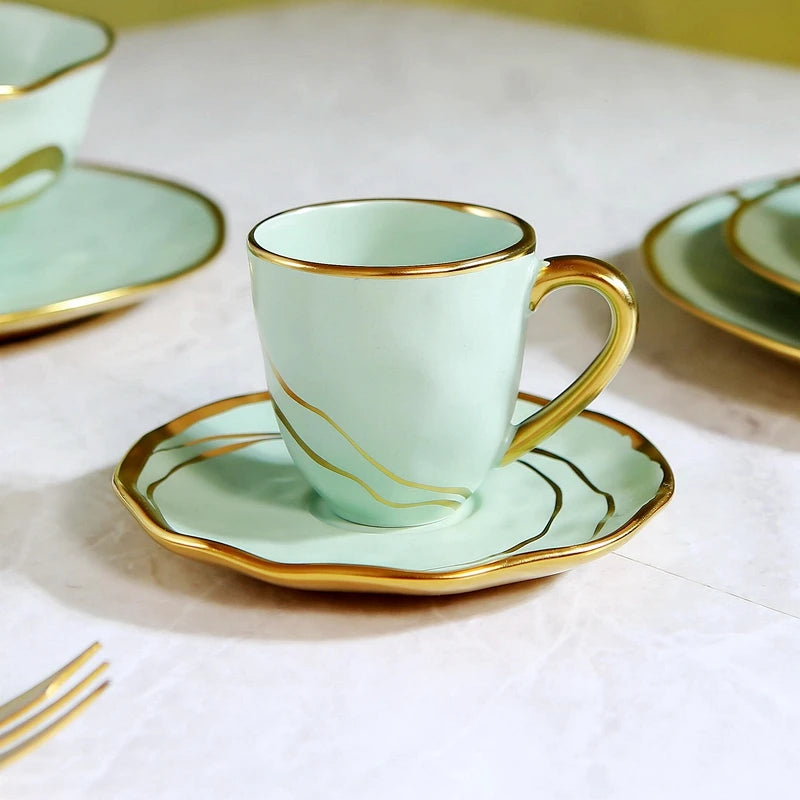 European style gold-plated ceramic Western food plate, hotel Western restaurant, home fruit pastry plate