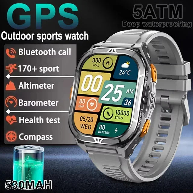 2026 NEW TANK X5 Smartwatch 5ATM Waterproof GPS Dual-Frequency tracking 1.96" AMOLED 530mAh Compass 170+ Sports Fitness Tracker