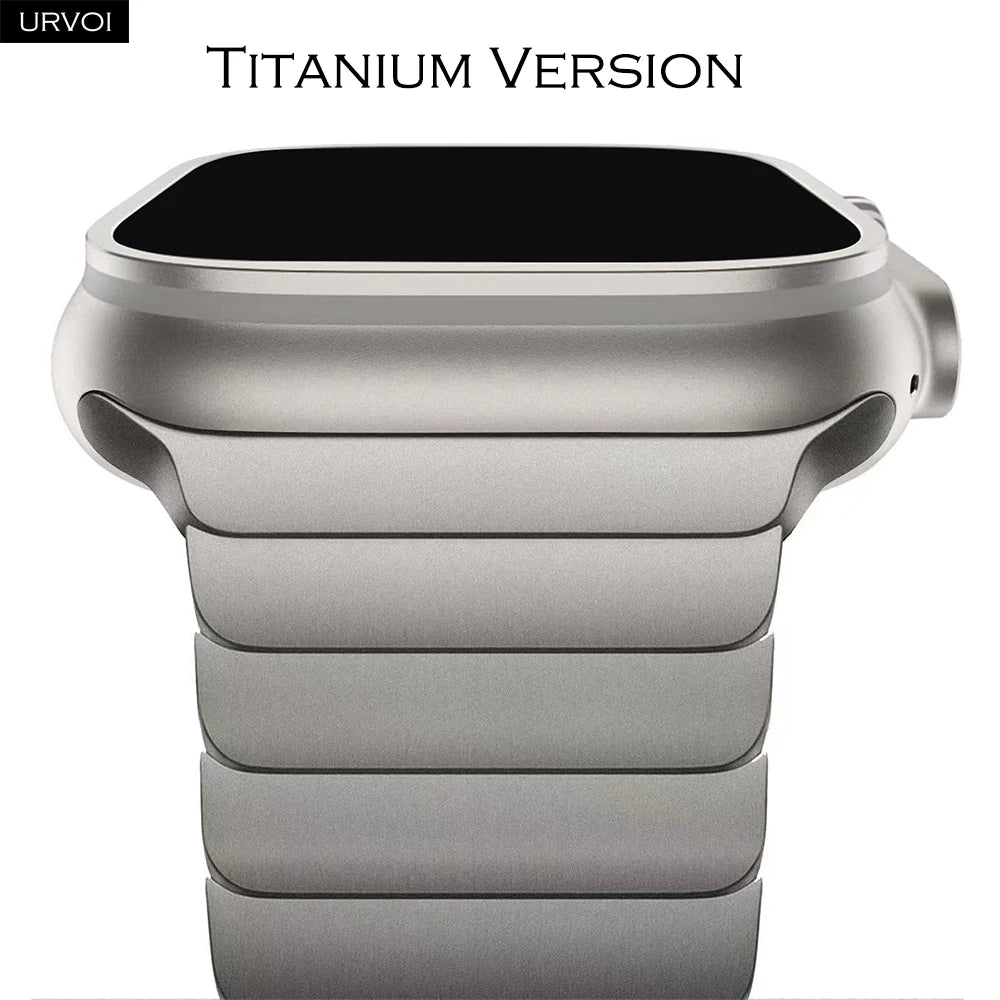 URVOI Titanium link bracelet for Apple Watch Ultra 3 2 Series 11 10 9 8 7 SE magnetic buckle strap wristband 45 49mm