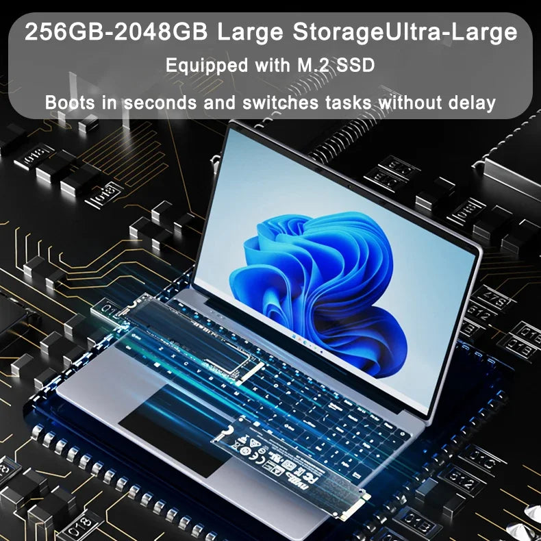 14.1 Inch Ultra Thin Laptop Intel 6500Y 32GB RAM 2TB SSD 5000mAh Battery Win11 Backlit Keyboard Fingerprint Business Gaming Note