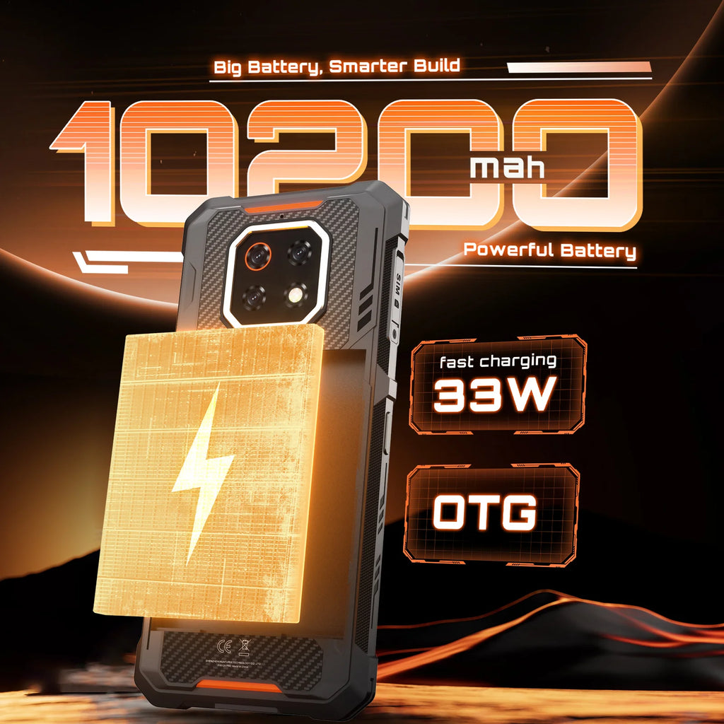 Thin Rugged Smartphone Android 15 Cubot KingKong ES 3, 10200mAh Battery, 16GB RAM(6+10), 256GB ROM, 6.745-Inch 120Hz Screen, NFC
