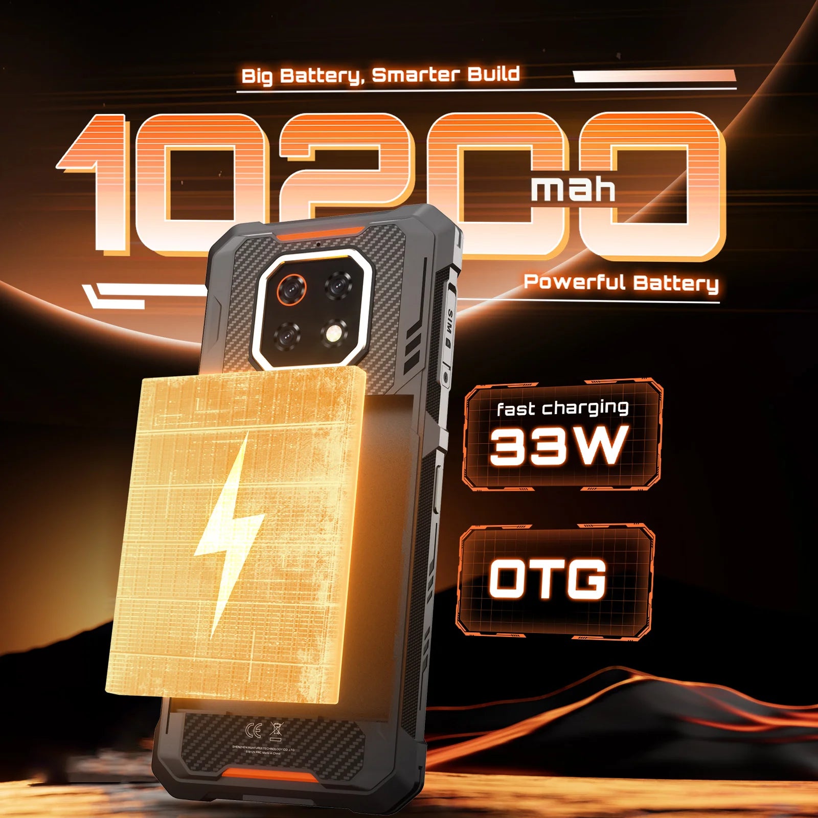 Thin Rugged Smartphone Android 15 Cubot KingKong ES 3, 10200mAh Battery, 16GB RAM(6+10), 256GB ROM, 6.745-Inch 120Hz Screen, NFC