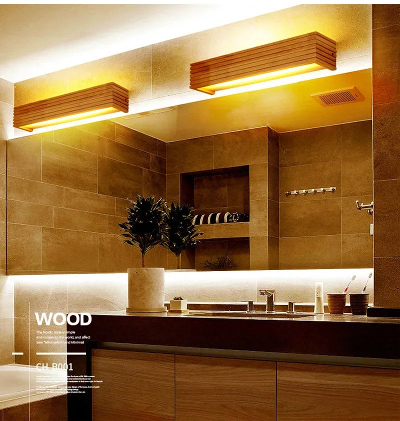 Wood LED Wall Lamp Bedroom Modern Wall Light Bedside Sconces Indoor Lighting Home Decor for Living Room Study Room Stairs