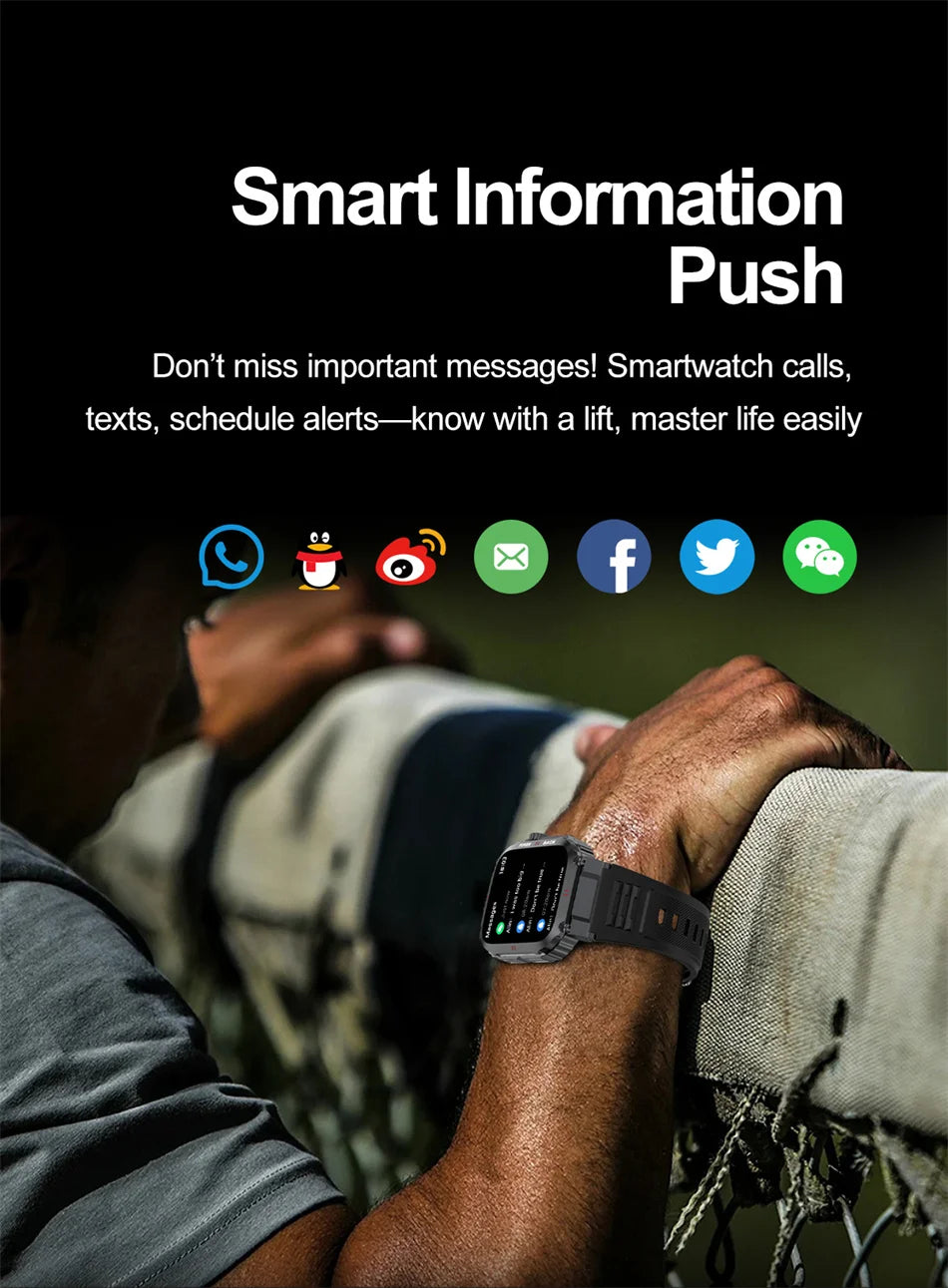 2025 New Outdoor Military Rugged Smart Watch Men's 1.91 Inch AMOLED HD Full Screen Touch LED Light Bluetooth Call Smartwatches