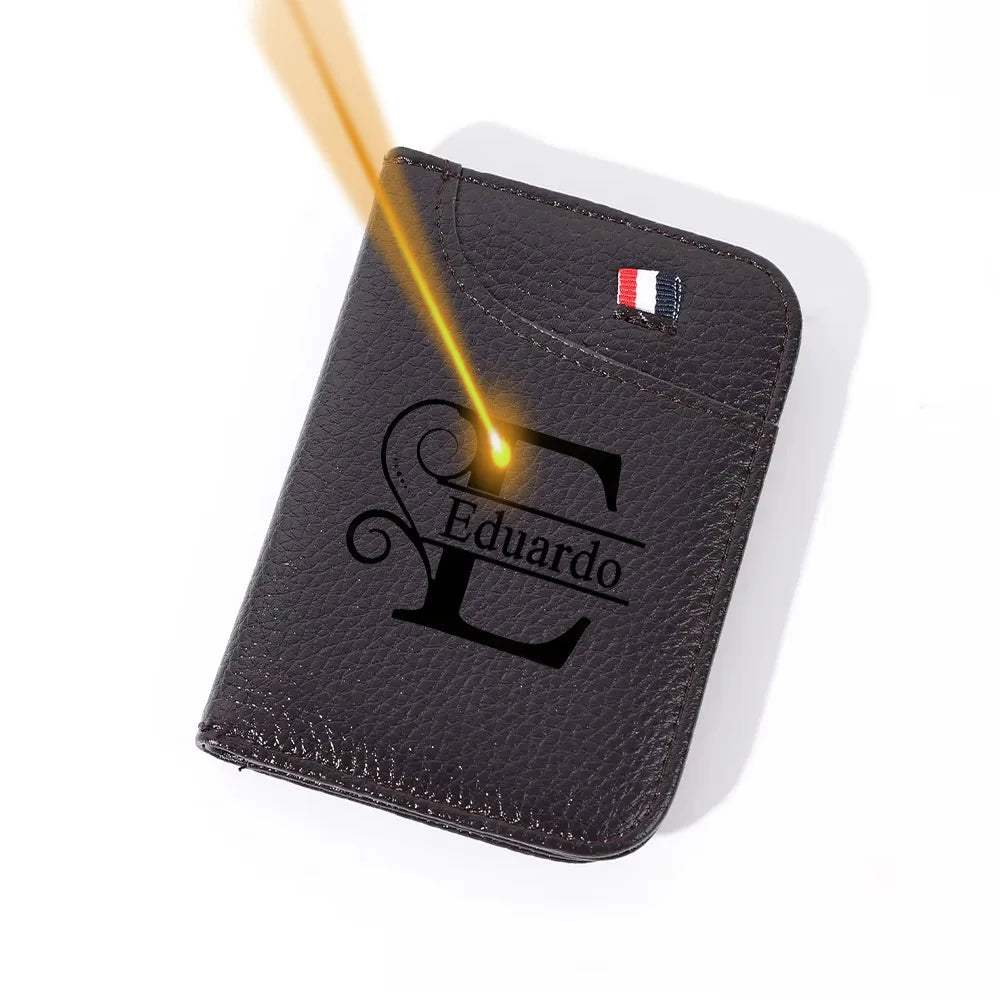 Customized Name Portable Super Slim Soft Wallet PU Leather Credit Card Wallet Purse Card Holders Men Wallet Thin Small Wallets