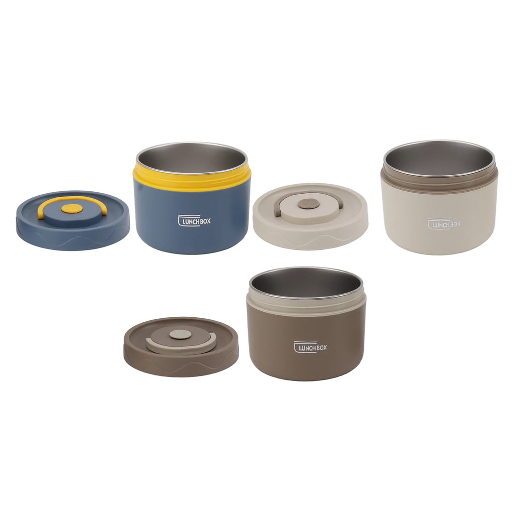 550ml Stainless Steel Insulated Bento Lunch Box Stackable 2 Tier Round Bento Lunch Box Stainless Steel Leakproof Food Container
