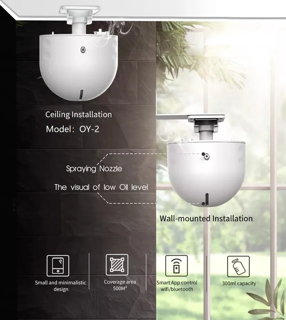 500m³ Room Fragrance Diffuser Essential Oil Aroma Diffuser For Ceiling Home Scent Device Aromatherapy Machine Smart APP Control