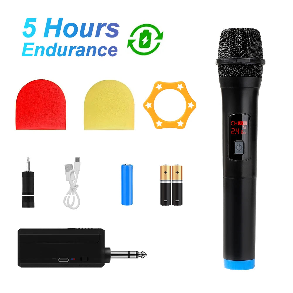 Wireless Microphone Handheld Micphone 2 Channels UHF Fixed Frequency Mic For Party Karaoke Professional Church Show Meeting