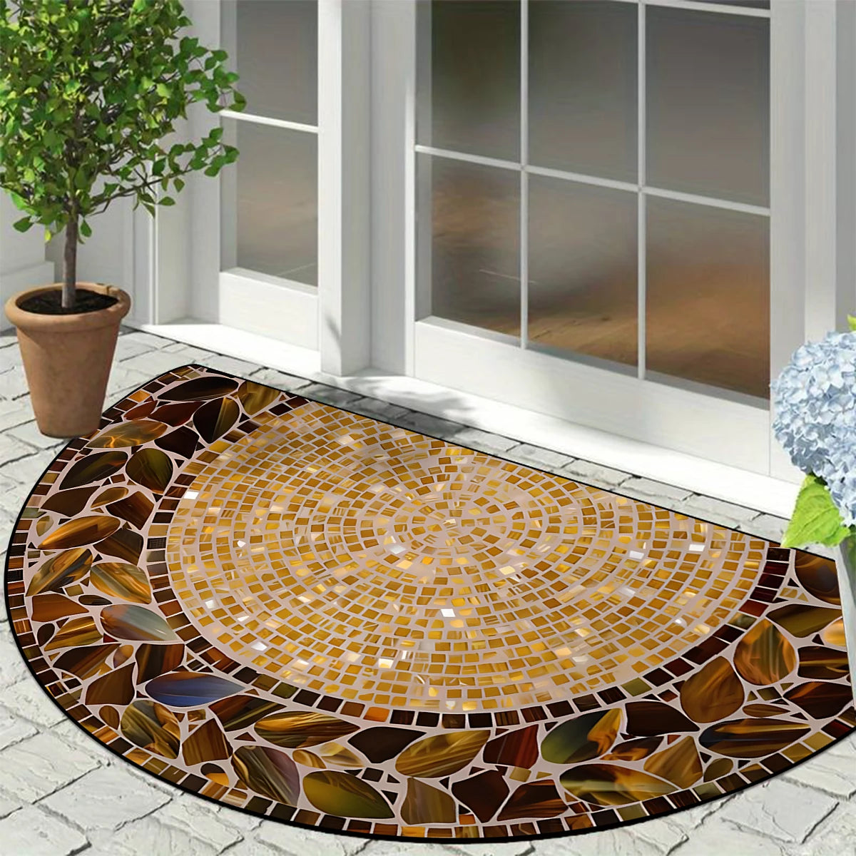 Entrance Carpet Anti-slip Dirt-resistant Wear-resistant Door Rug Semicircular Imitation Marble Texture Welcome Floor Mat 현관 카펫