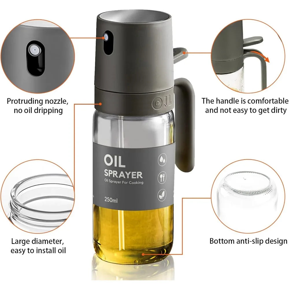 Oil Sprayer Kitchen Tools for Cooking,Borosilicate Glass Oil Sprayer,250ml Oil Spray Bottle for BBQ Kitchen Baking Roasting