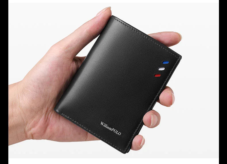Genuine leather men's wallet, fashionable short style card holder, multifunctional coin purse