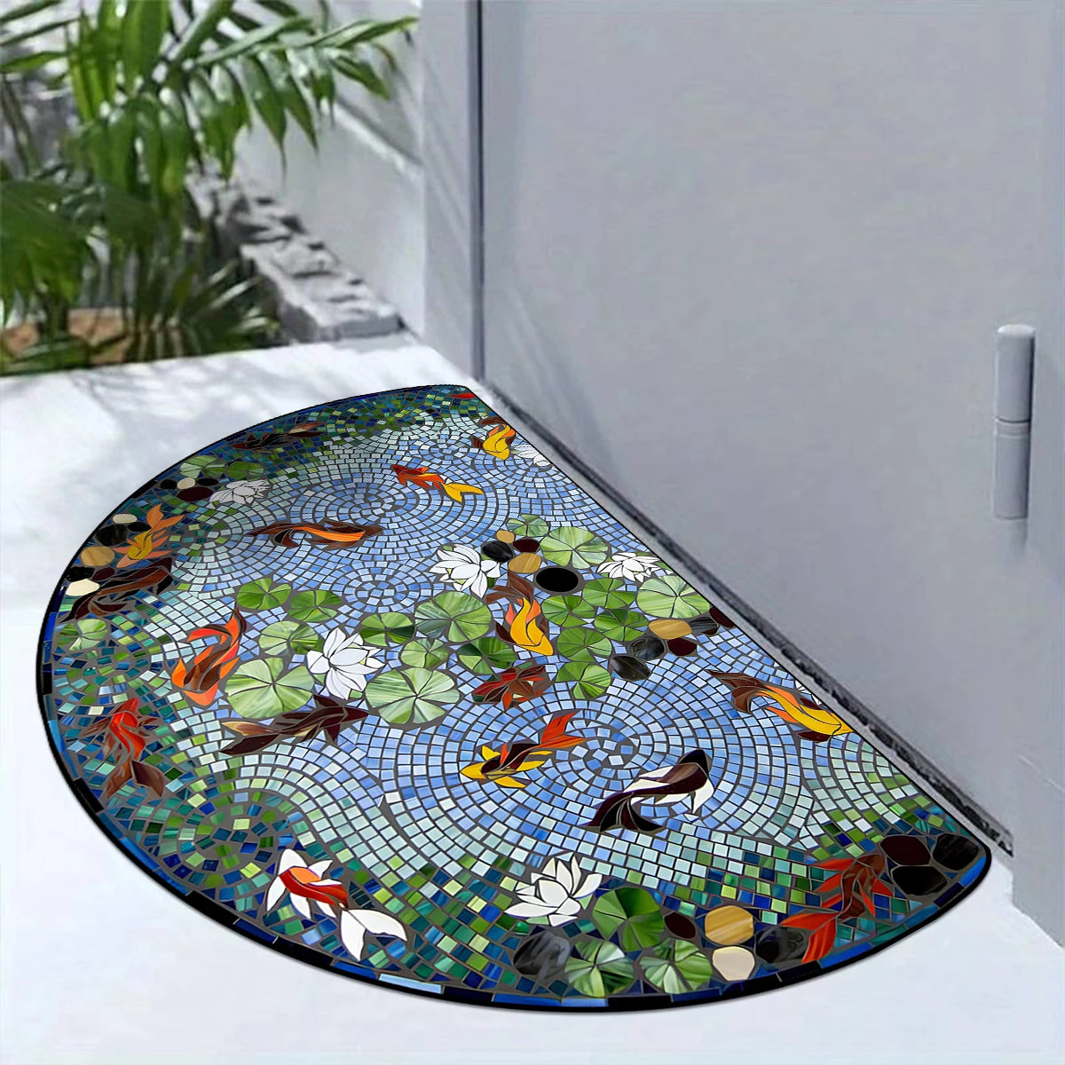 Entrance Carpet Anti-slip Dirt-resistant Wear-resistant Door Rug Semicircular Imitation Marble Texture Welcome Floor Mat 현관 카펫