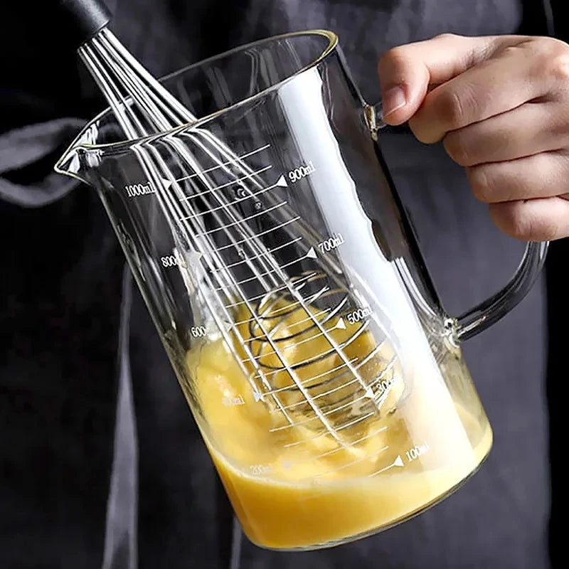 YWDL Food Grade Glass Measuring Cups Kettle Kitchen Milk Tea with Lid and Handle Laboratory Beaker Measuring Mug 250-1000ML