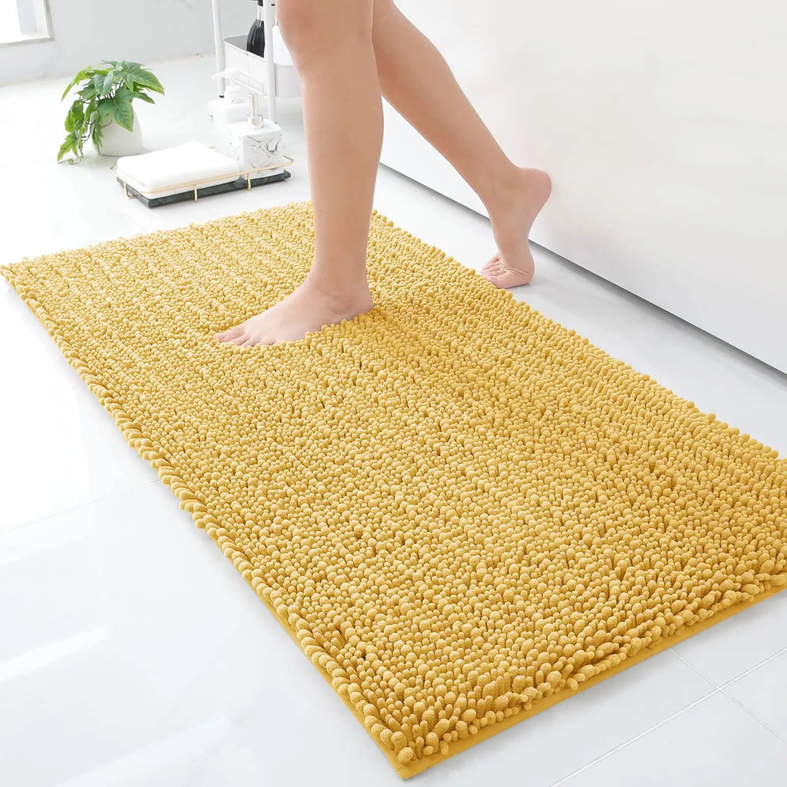 Homaxy New Chenille One Thick And Three Fine Floor Mat Indoor Non Slip Doormat Dirt Trap Absorbs Water Comfortable Bathroom Mats