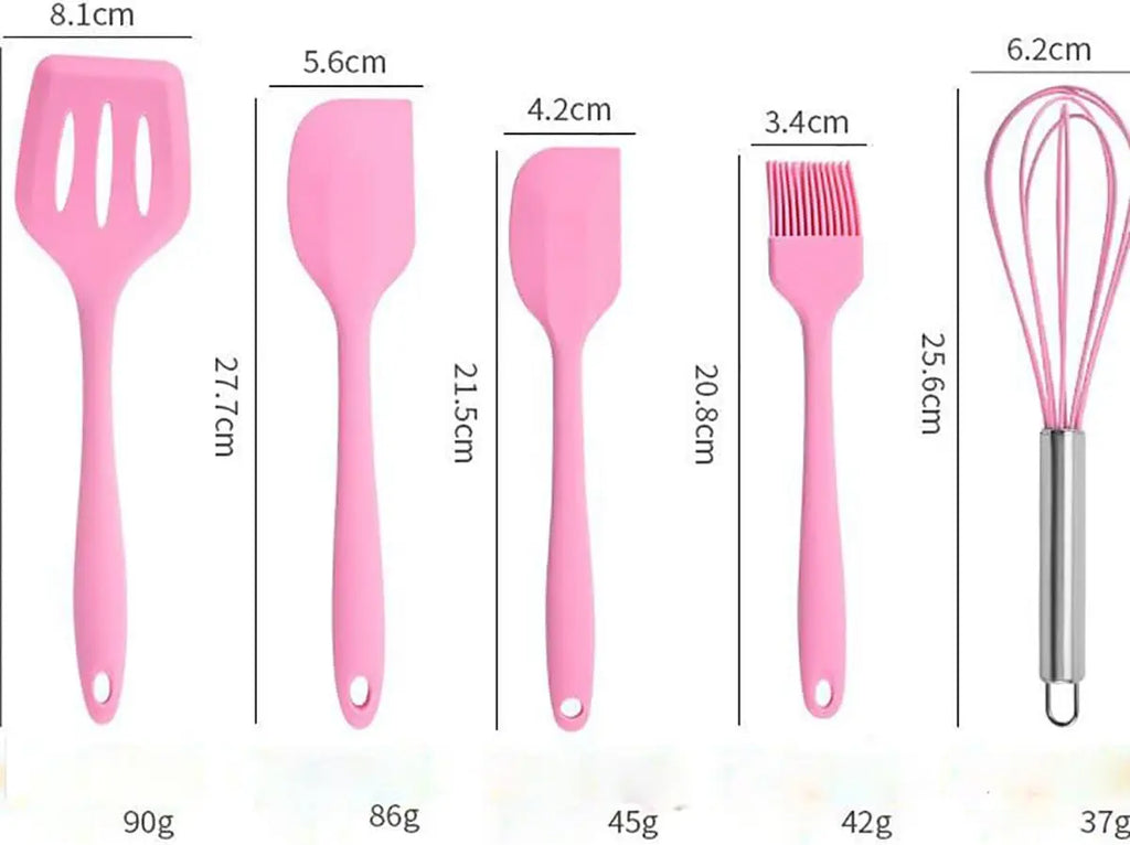 5 Pieces Cooking Utensils Silicone Baking Set Cooking Utensils Rubber Kitchen Utensils Baking Cooking Mixing Tools