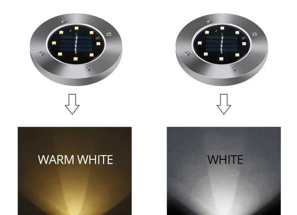 8pcs 8/20LED Solar Thermal Lights Garden Decor Ground Plug-in  Waterproof Street Solar Charging Underground Deck Spotlights