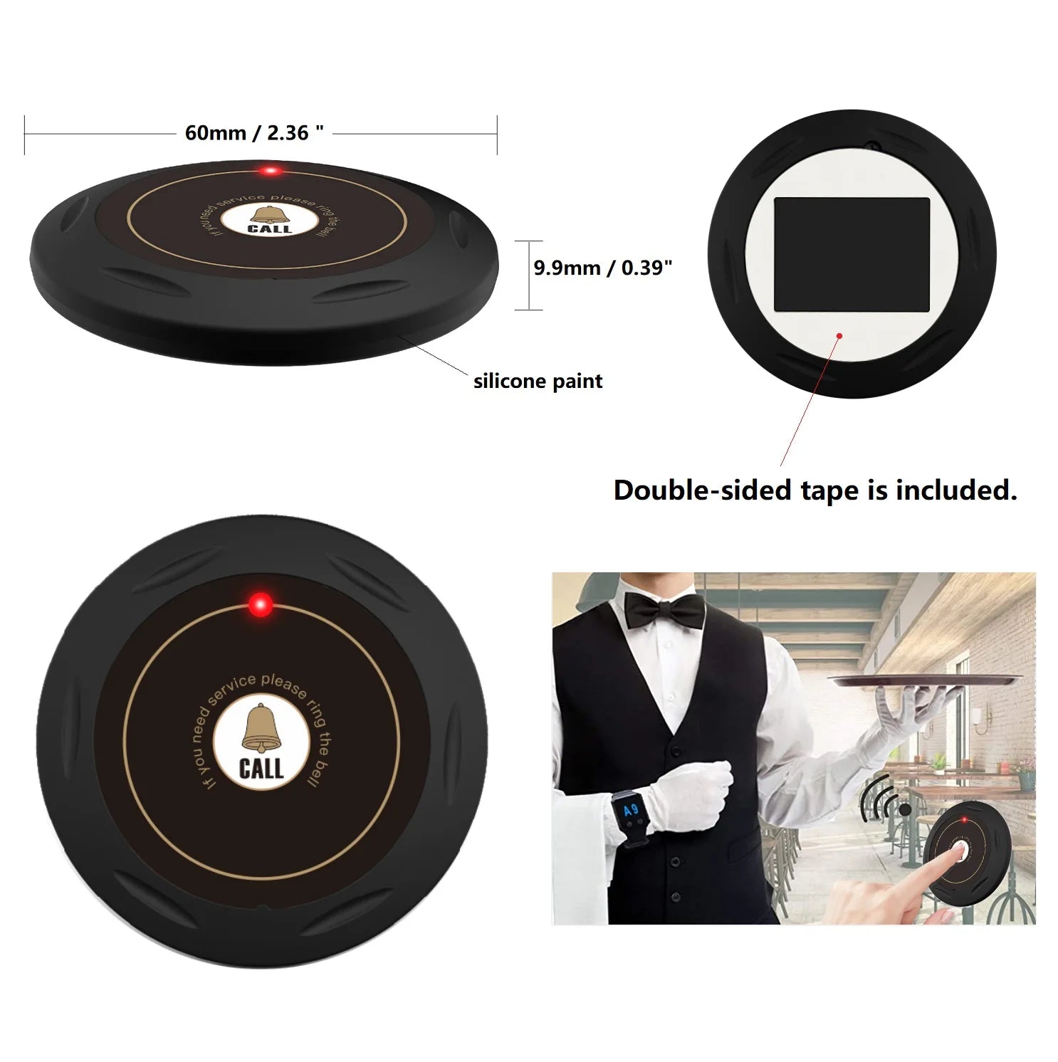 Byhubyeng Cafe Waiter Service Buzzer 20 Restaurant Table Call Button Transmitter 3 Watch Waiter Pager Wireless Calling System