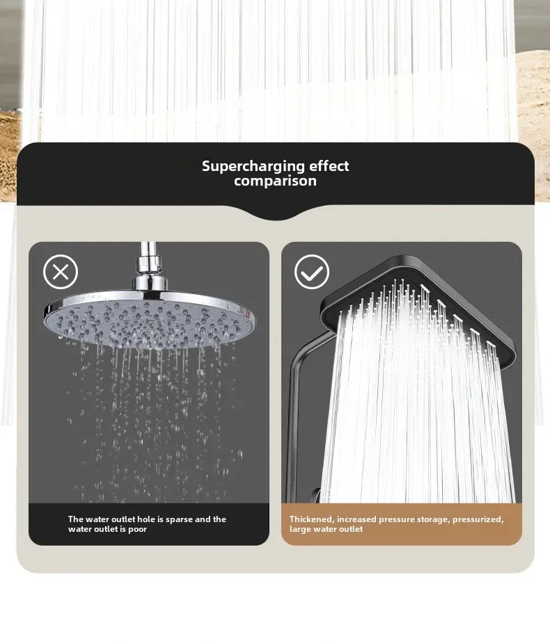 Large showerhead, pressurized showerhead, top spray, pressurized bathroom, rain shower, household shower, showerhead, shower