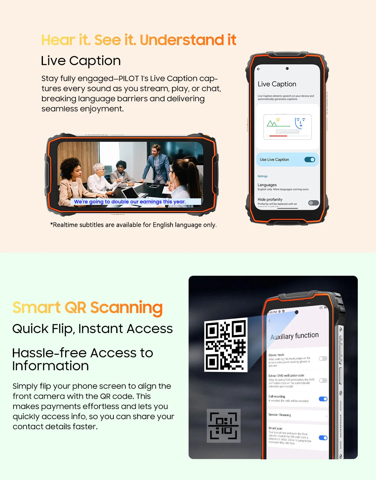 Blackview OSCAL PILOT 1 Rugged Phone 6.67" 90Hz IPS Display 6GB+256GB Android 14 Outdoor Smartphone with LED Flashlight GPS/NPC