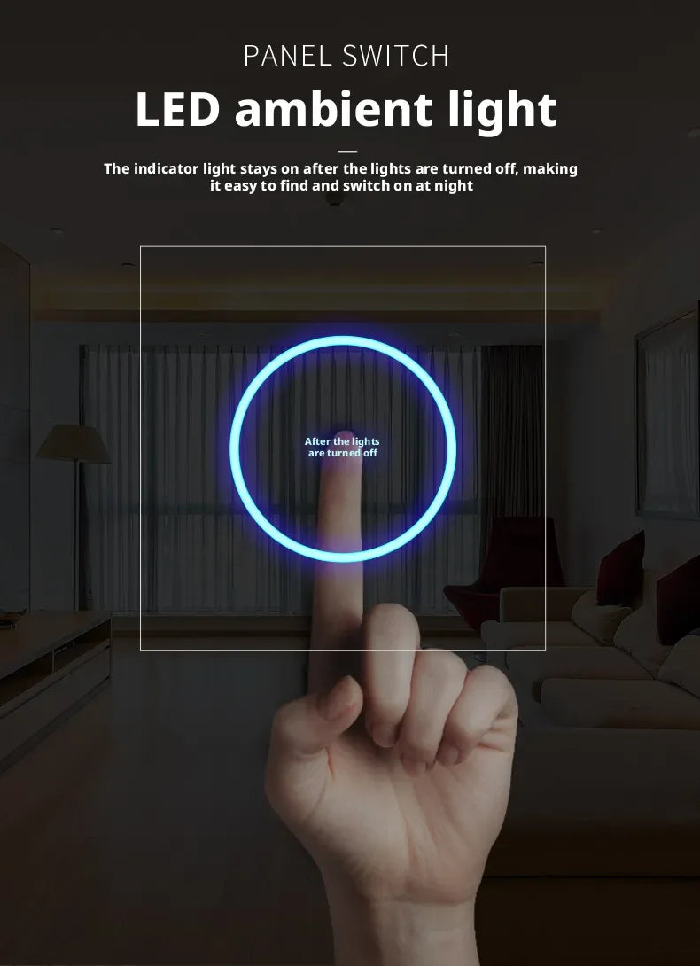 Tuya Smart Life WiFi Smart Touch Switch Tempered Glass Panel WiFi Bluetooth Dual Mode+RF433 Alexa/Google Home Voice Control