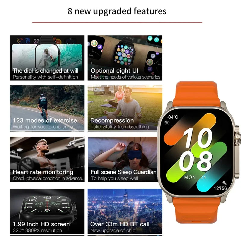 New T900 Ultra 2 Smart Watch Men 49mm Series 8 2.3 "AMOLED Screen NFC Compass Waterproof IWO Ultra 8 Smartwatch For Android IOS