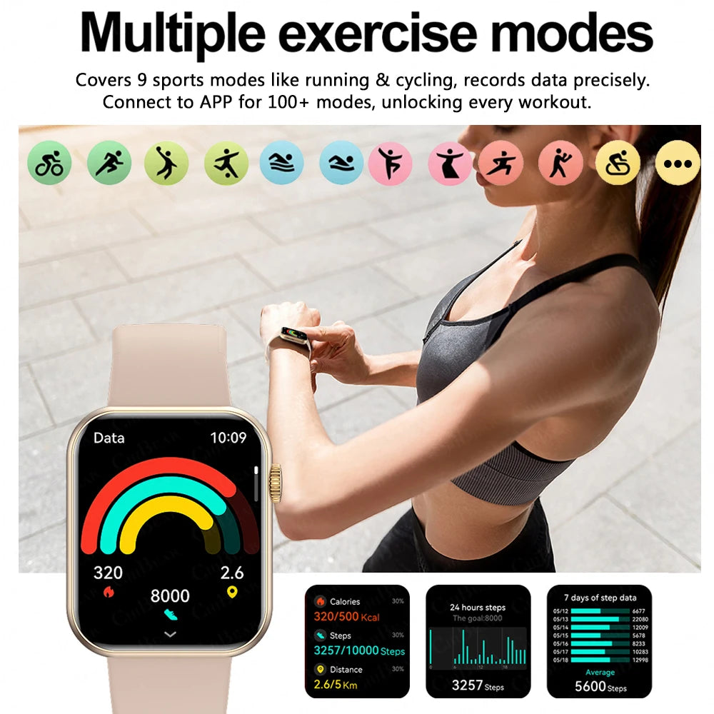 2026 New Popular Smartwatch Full Touch Screen Bluetooth Call Heart Rate IP68 Waterproof Watches Sports Bracelet SmartWatch Women