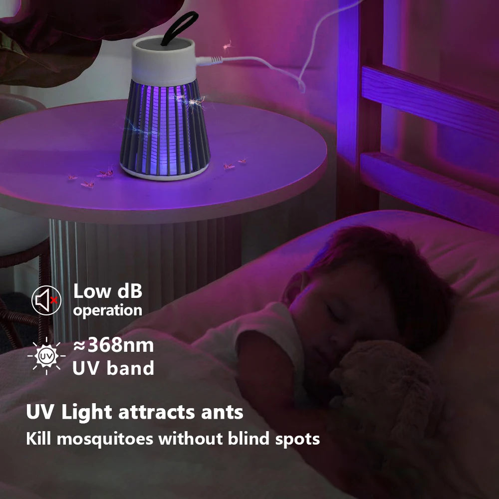 Mosquito Killer Lamp Electric Insect Zapper 2-in-1 USB Bug Trap with LED Light for Bedroom Outdoor Camping Wasps Gnats