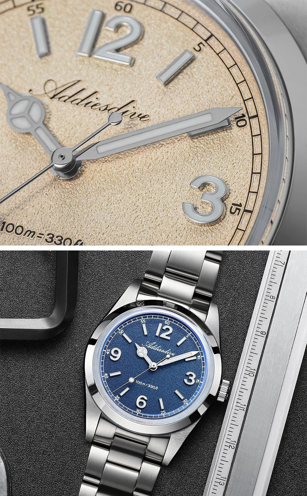 ADDIESDIVE New VH31 Quartz Watches Bubble Glass Retro Elegant WristWatch BGW9/C3 Luminous Waterproof 10Bar Men's Watch AD2518