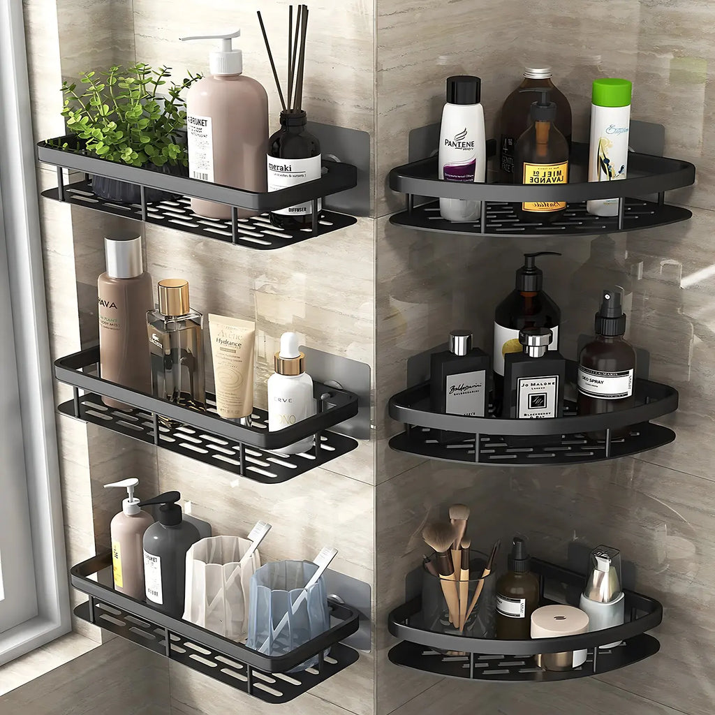 Wall mounted shower shampoo rack bathroom rack towel rack diamond free stand tripod wall hanging corner rectangular stand